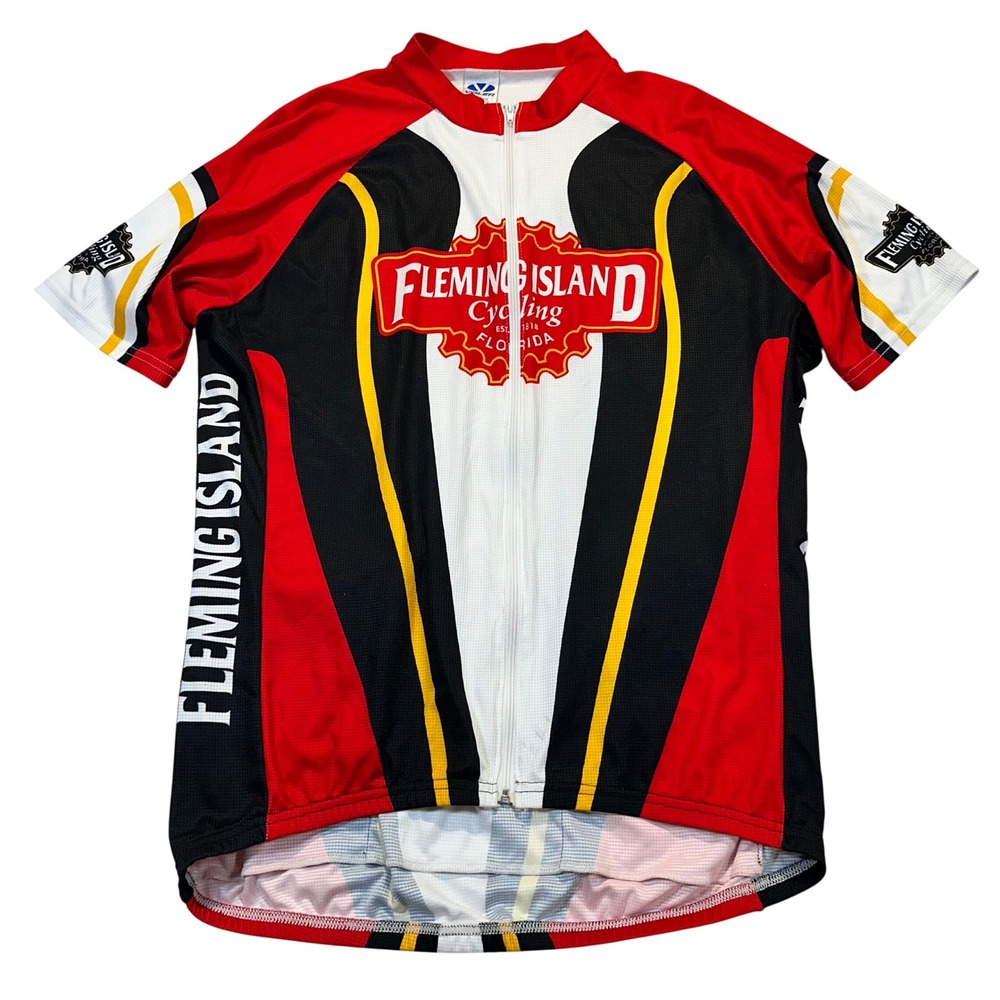 Voler Fleming Island Cycling Jersey Mens 2XL Red Black White Florida Bike‎ Shirt